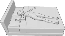 Referencia de poses- Postura anime con la espalda tumbada - Anime femenino está acostado sobre su espalda y durmiendo, anime durmiendo pose