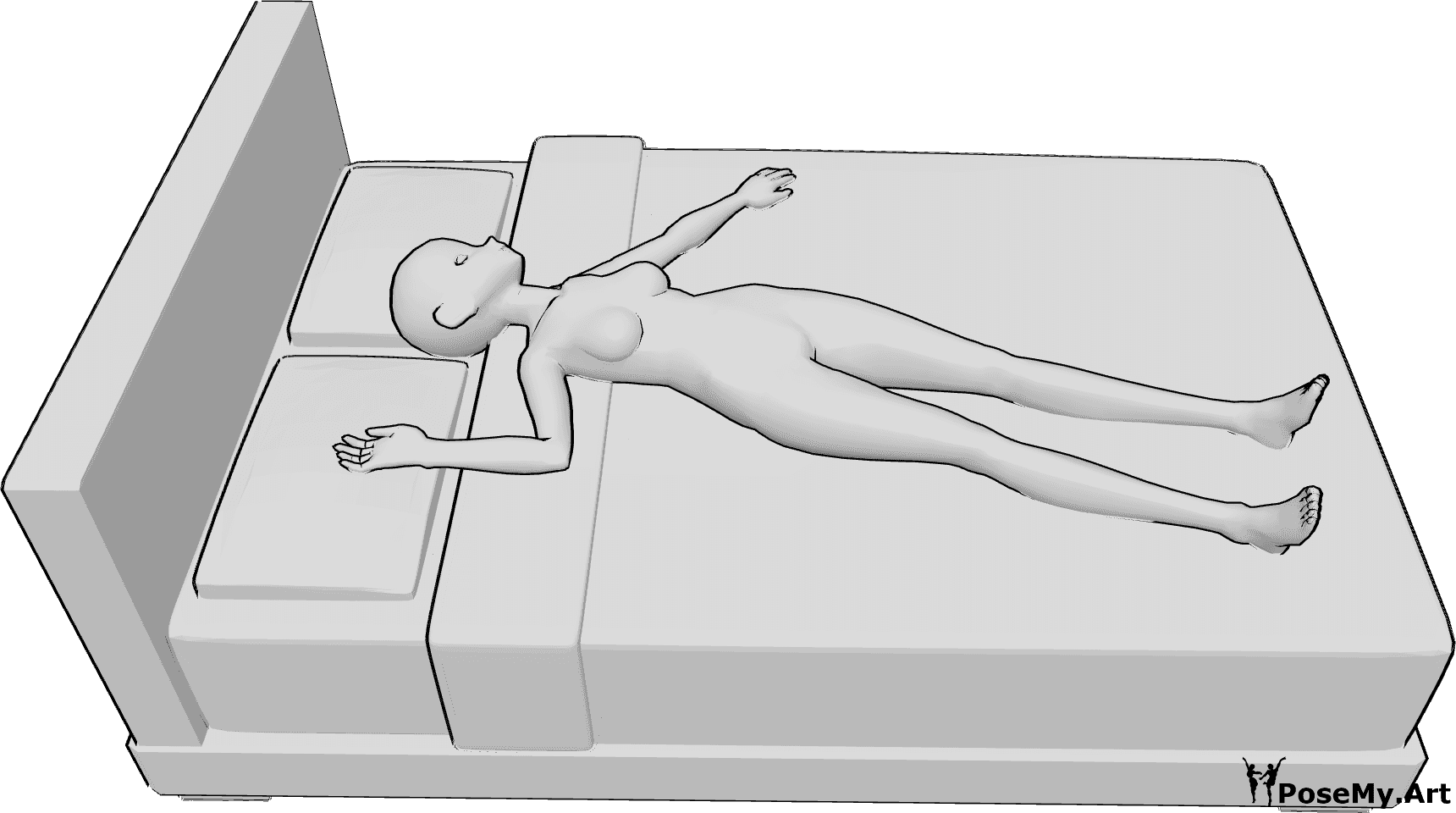 Référence des poses- La posture du dos allongé de l'Anime - Anime femme couchée sur le dos et endormie, pose de sommeil anime