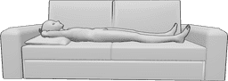 Pose Reference- Anime male lying back pose - Anime male is lying on his back on the couch and sleeping