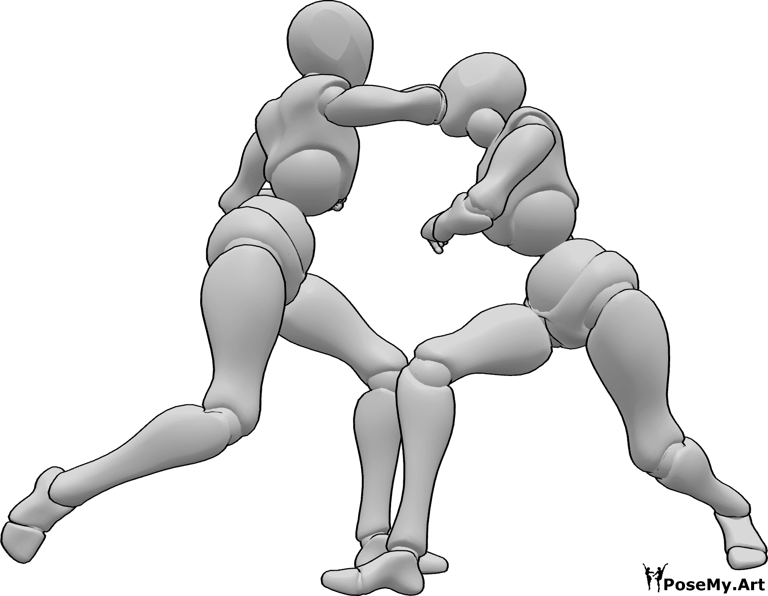 Référence des poses- Pose d'attaque féminine - Une femme attaque l'autre femme avec un coup de coude, référence d'une pose d'attaque féminine