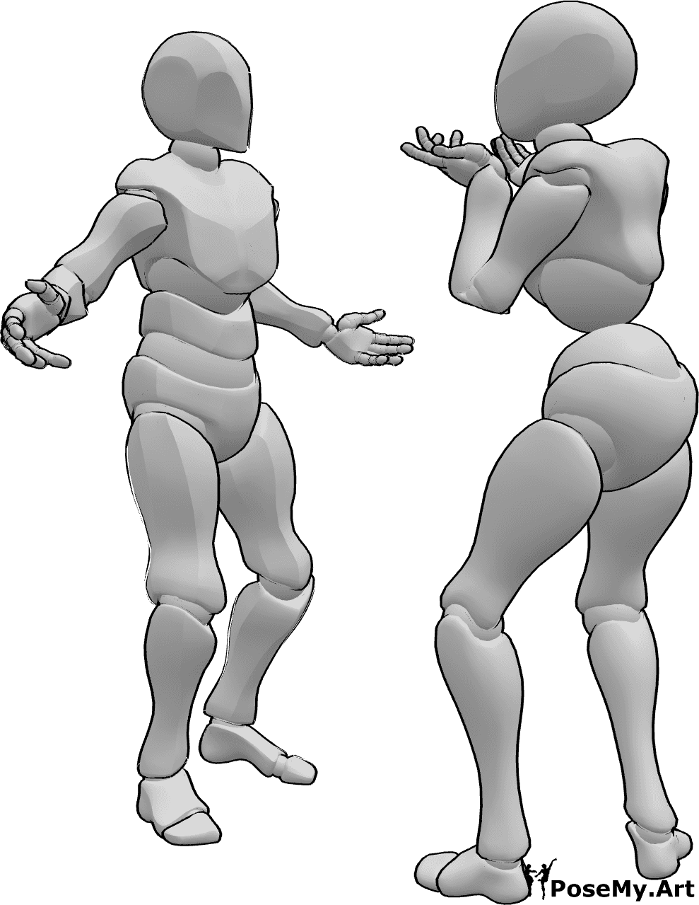 Referência de poses- Casal a lutar em pose dramática - O casal está a lutar com uma pose dramática