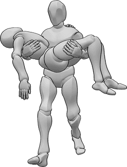 Referencia de poses- Postura de mujer herida - El macho lleva a la hembra herida en sus brazos