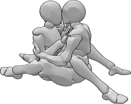 Pose Reference - Sitting hugging kissing pose - Male and female are sitting and hugging, kissing eachother pose