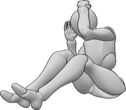 Posen-Referenz- Verängstigte weibliche Pose - Eine Frau sitzt auf dem Boden und hat Angst vor etwas, sie schützt ihren Kopf mit ihren Händen