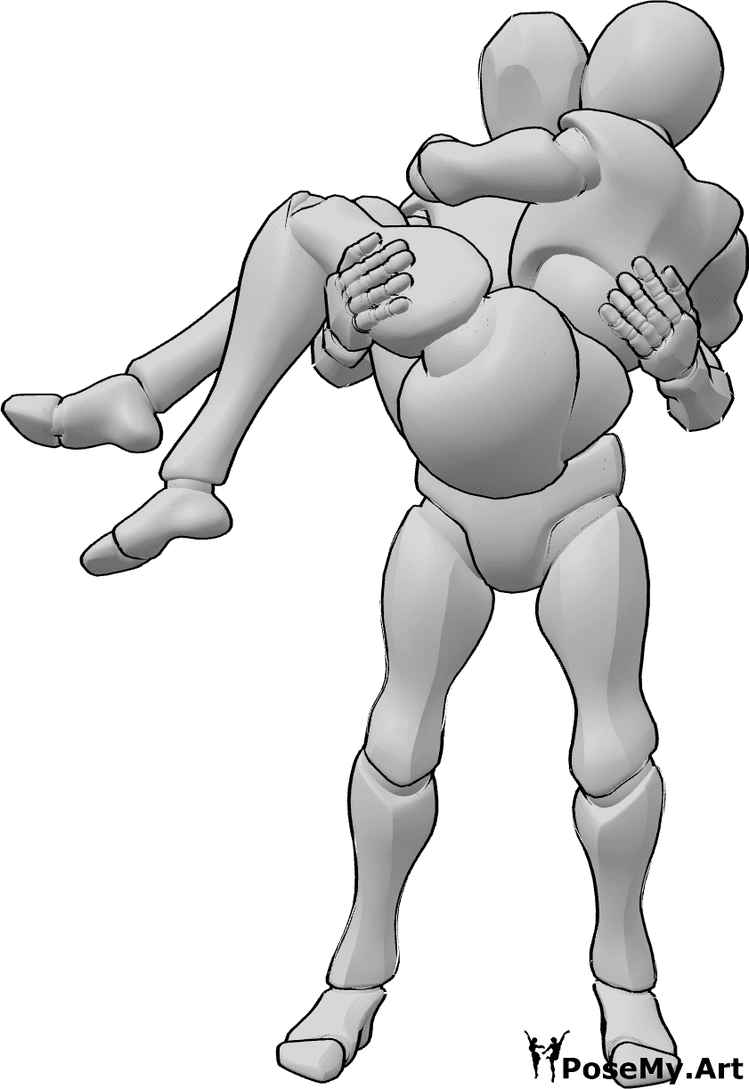 Posen-Referenz- Romantische Kuschelpose - Das Paar kuschelt, der Mann hält die Frau in seinen Armen und sie umarmen sich gegenseitig