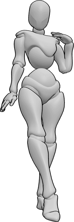 Référence des poses- Femme debout - Femme debout et posant, montrant sa jambe, pose de mode debout