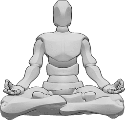 Referência de poses- Pose de meditação masculina - Postura de meditação tradicional masculina, sentada com os joelhos no chão e os pés junto ao corpo