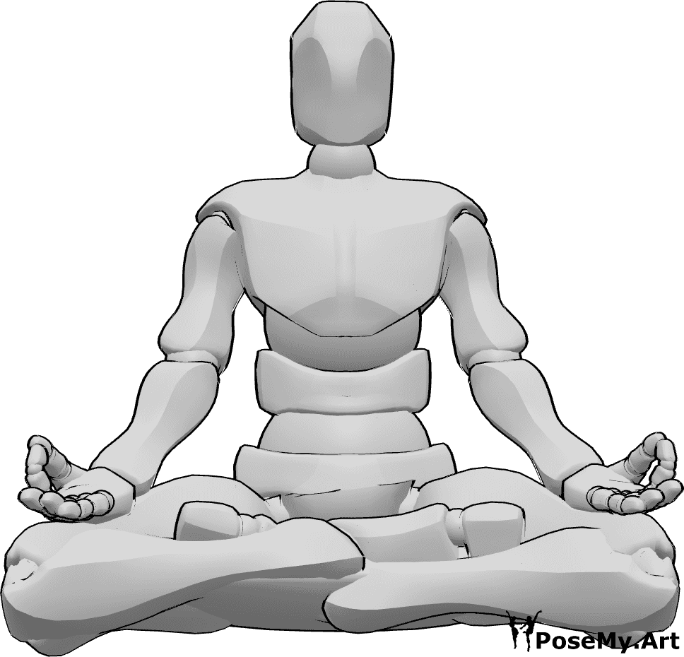 Pose Reference- Male meditation pose - Male traditional meditation pose, sitting with the knees on the ground and the feet tucked in close to the body