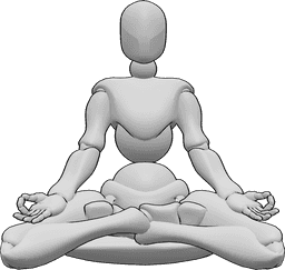 Referencia de poses- Postura de meditación femenina - Postura de meditación tradicional femenina, sentada con las rodillas en el suelo y los pies recogidos cerca del cuerpo.
