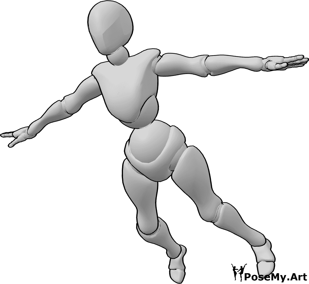 Referencia de poses- Postura aérea flotante femenina - La mujer flota en el aire