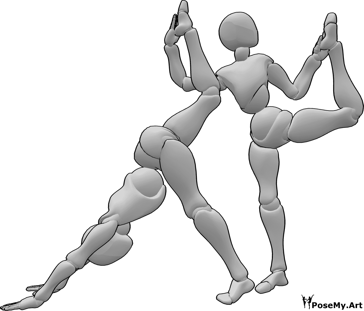 Riferimento alle pose- Posa ginnica in duo - Le donne fanno ginnastica insieme