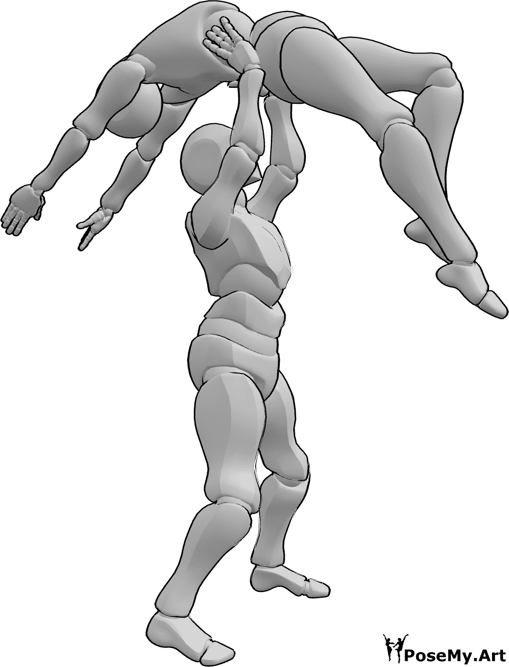 Referência de poses- Homem levanta pose de mulher - O macho levanta a fêmea acima da sua cabeça em pose