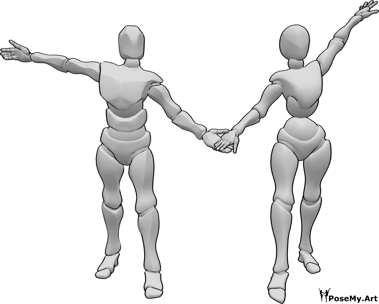 Posen-Referenz- Tanzduo Verbeugungspose - Weiblich und männlich verbeugen sich gemeinsam nach einer Tanzpose