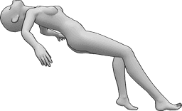 Riferimento alle pose- Posa inconsciamente fluttuante - Anime femmina è galleggiante inconsciamente, anime posa galleggiante