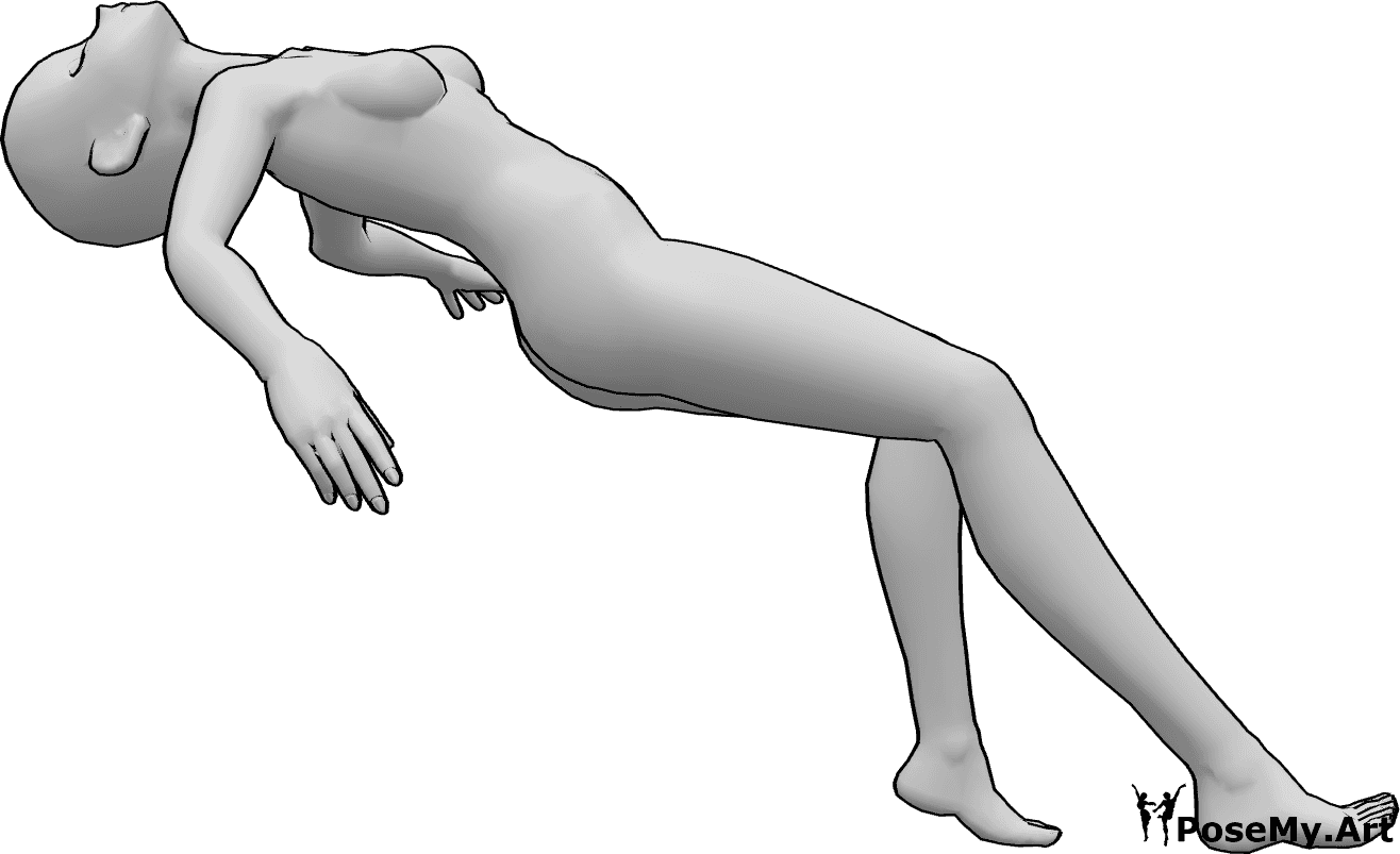 Référence des poses- Pose flottante inconsciente - Anime femelle flottant inconsciemment, anime pose flottante