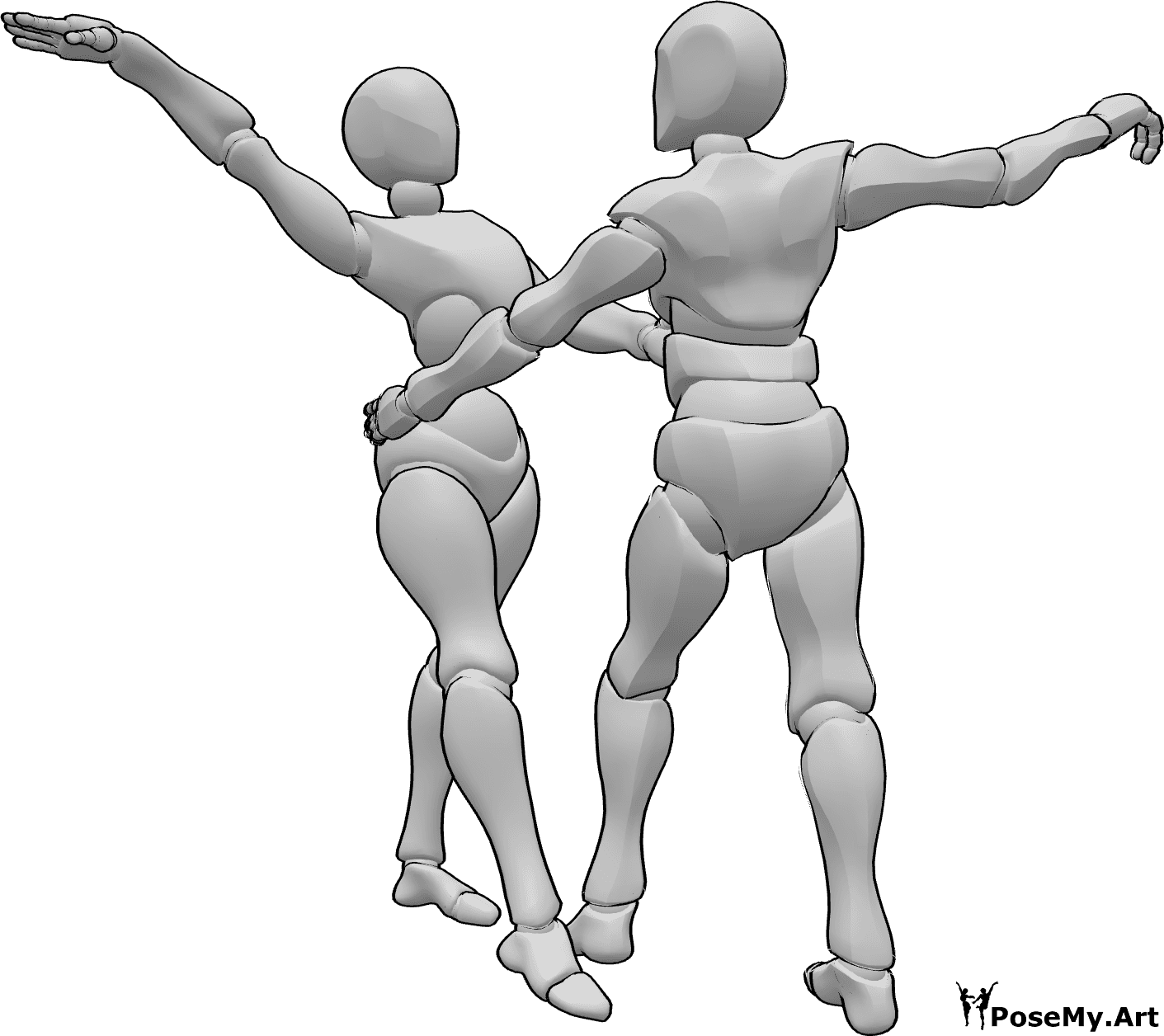 Referencia de poses- Dúo de bailarines posan - Mujer y hombre bailando juntos posan