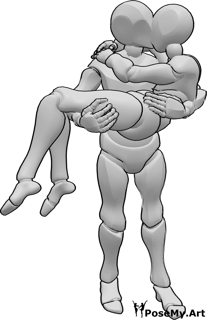 Pose Reference - man carrying woman  - man carrying woman in arms, kissing 