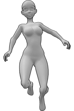 Pose Reference- Female jumping pose - Anime female jumps pose