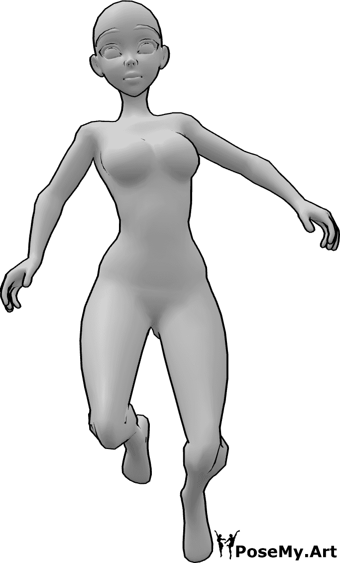 Referencia de poses- Postura de salto femenina - Anime femenino salta pose