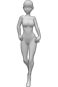 Pose Reference- Confident female walking pose - Confident female is walking pose