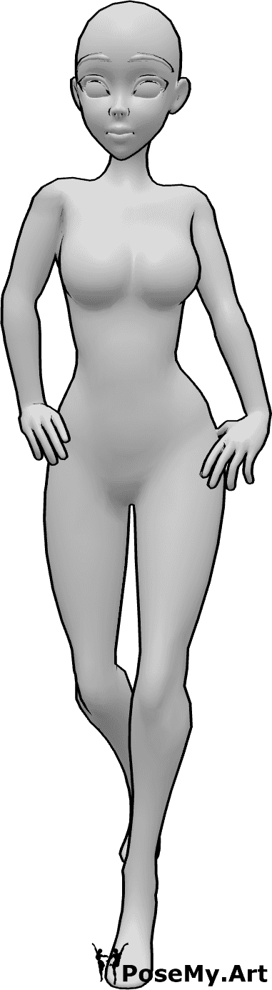 Posen-Referenz- Selbstbewusste weibliche Gehpose - Selbstbewusste Frau geht in Pose