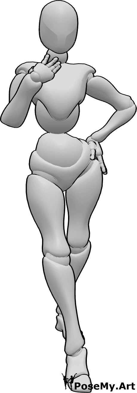 Referencia de poses- Postura femenina para ligar - Mujer de pie con confianza y pose coqueta