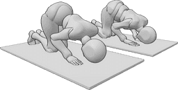 Referência de poses- Pose de prostração de um homem - A mulher e o homem estão a rezar, prostram-se
