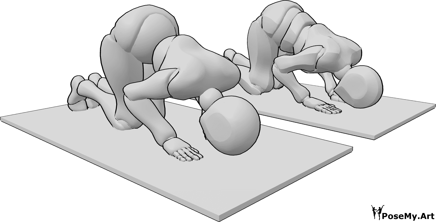 Pose Reference- Female male prostrating pose - Female and male are praying, they prostrate themselves