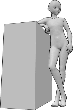 Posen-Referenz- Anime männlich lehnende Pose - Anime-Männchen steht, stützt sich mit dem Ellbogen auf etwas und schaut nach links
