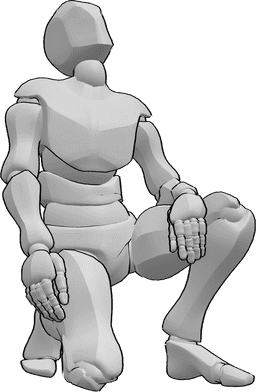Pose Reference- Kneeling looking up pose - Male is kneeling and looking up, looking up drawing reference