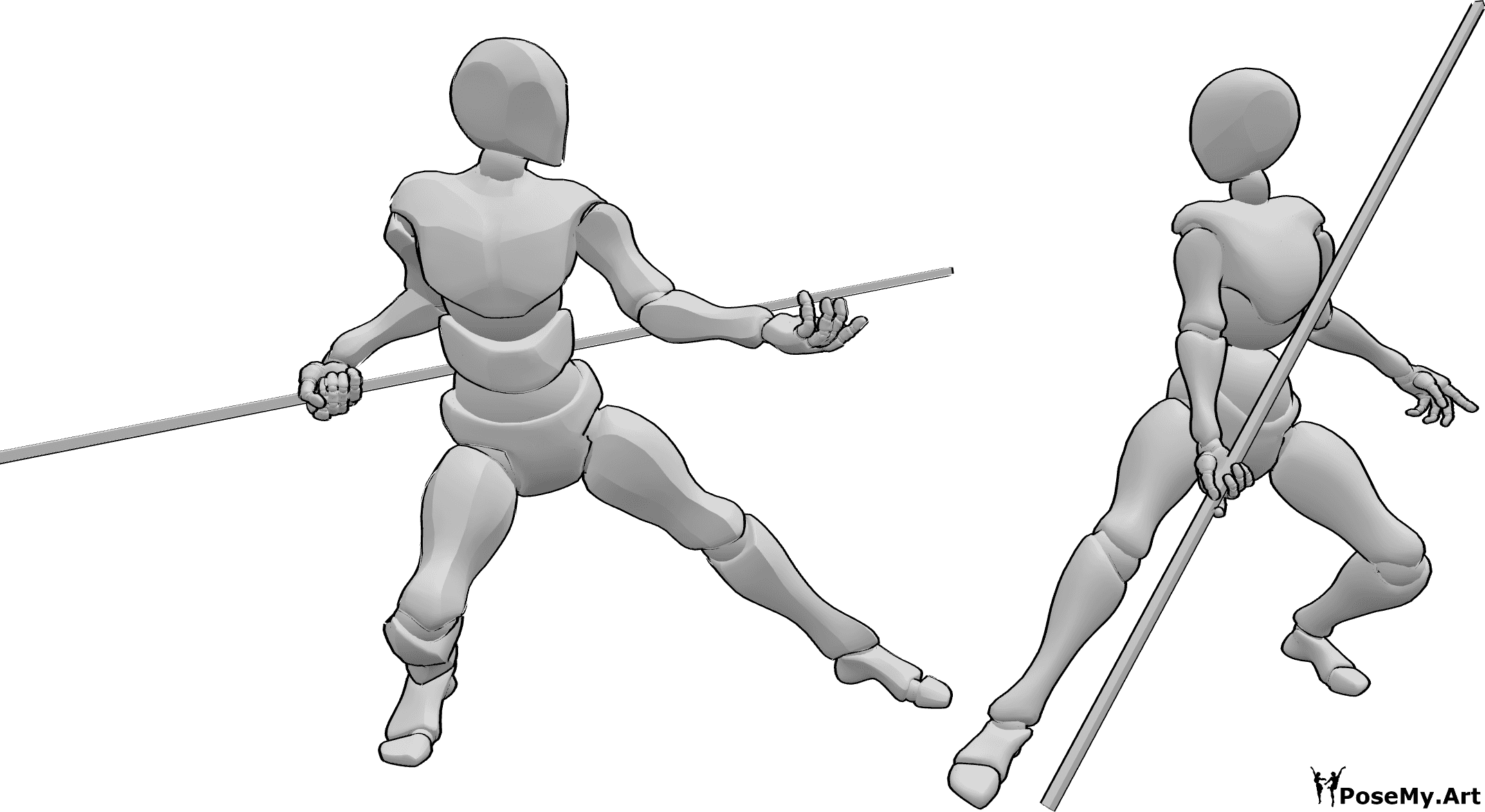 Referência de poses- Pose de luta de homem e mulher - A fêmea e o macho começam a lutar pose