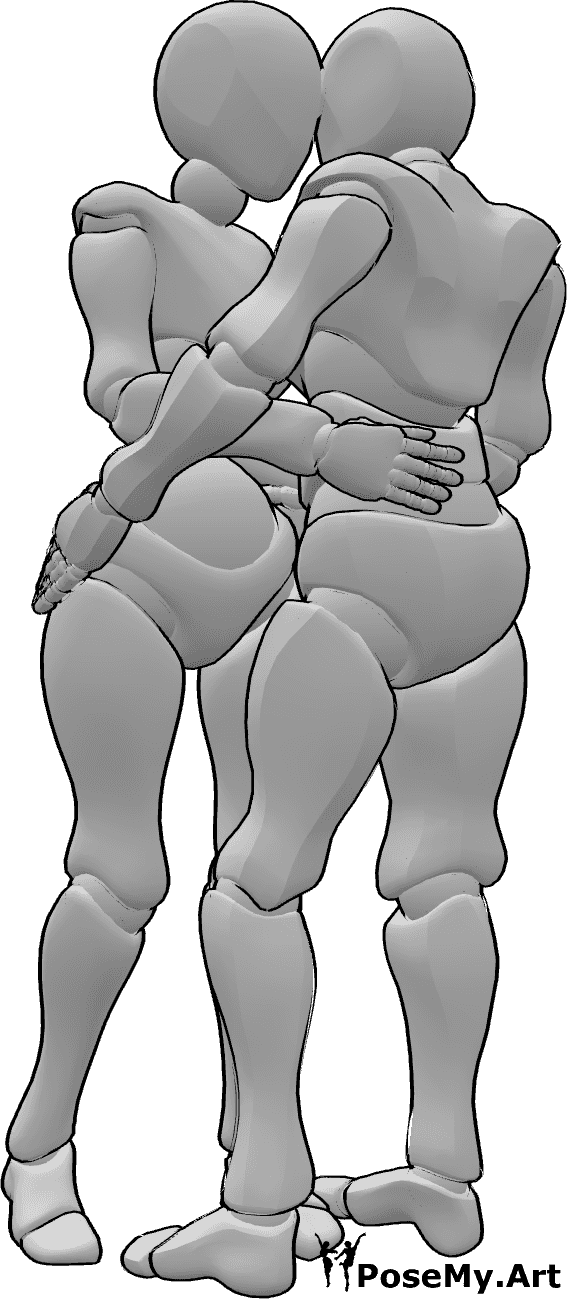 Posen-Referenz- Tänzerische Umarmungspose - Frau und Mann umarmen sich beim gemeinsamen Tanzen