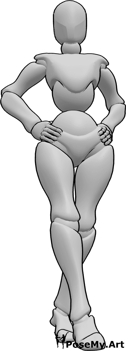 Pose Reference- Female hips standing pose - Female is standing with both hands on her hips