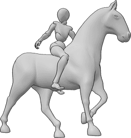 Référence des poses- Pose du cavalier regardant en arrière - Femme à cheval, regardant en arrière, pose de femme à cheval