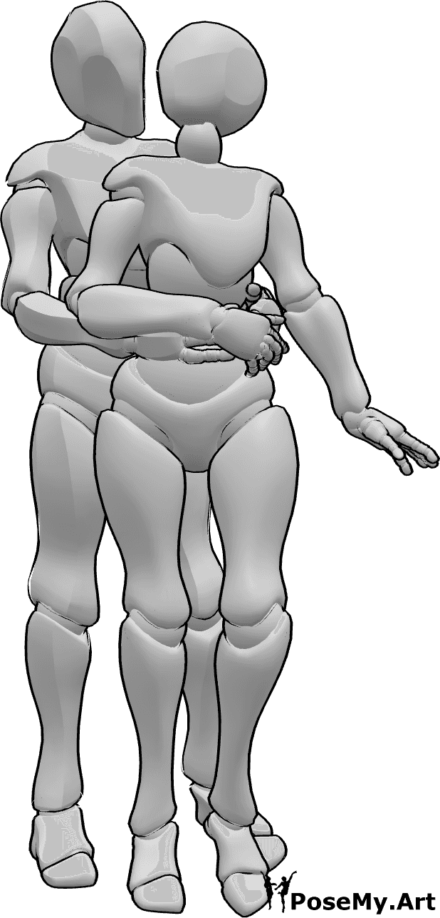 Posen-Referenz- Umarmung von hinten Pose - Männchen umarmt das Weibchen von hinten Pose