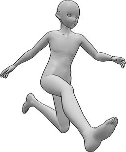 Pose Reference- Manga running jumping pose - Anime male is running and jumping far, dynamic jumping pose