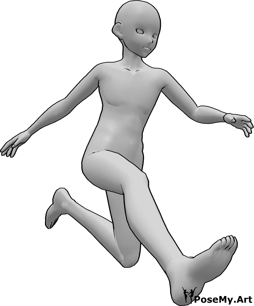 Pose Reference- Manga running jumping pose - Anime male is running and jumping far, dynamic jumping pose