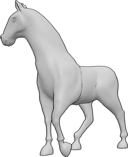 Pose Reference- Horse walking pose - Horse is walking slowly and looking to the right