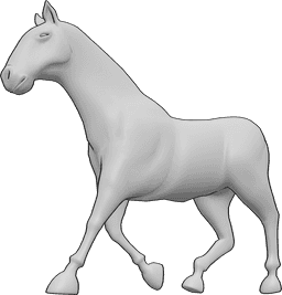 Referência de poses- Pose de trote de cavalo - Cavalo a trotar lentamente, referência de desenho de cavalo a trotar