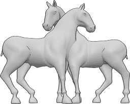 Pose Reference- Horse embracing pose - Two horses are hugging each other, horses embracing pose