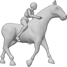 Pose Reference- Female rider galloping pose - Horse is galloping slowly, female rider is sitting and looking forward