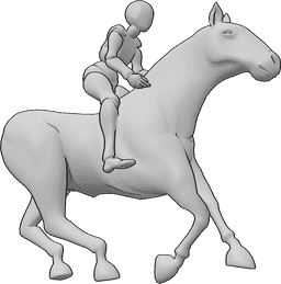 Pose Reference- Horse rider galloping pose - Horse is galloping fast, female rider is sitting and looking forward