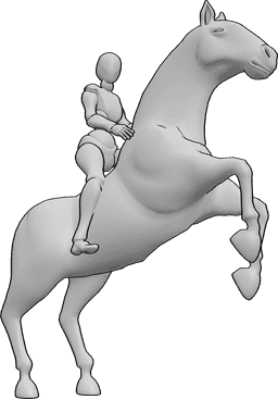 Référence des poses- Pose des pattes arrière du cheval - La cavalière est assise sur le cheval, qui se tient sur ses deux pattes arrière.