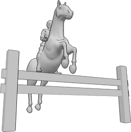 Pose Reference- Male jumping obstacle pose - Male rider is jumping over an obstacle with his horse, male horse rider pose