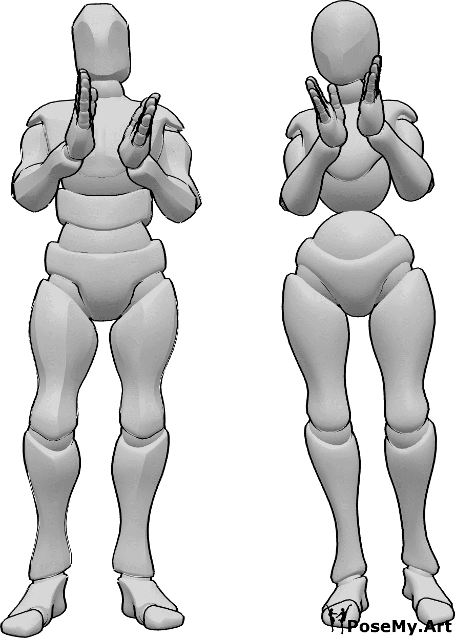 Pose Reference- Applauding pose - Female and male are standing and clapping their hands