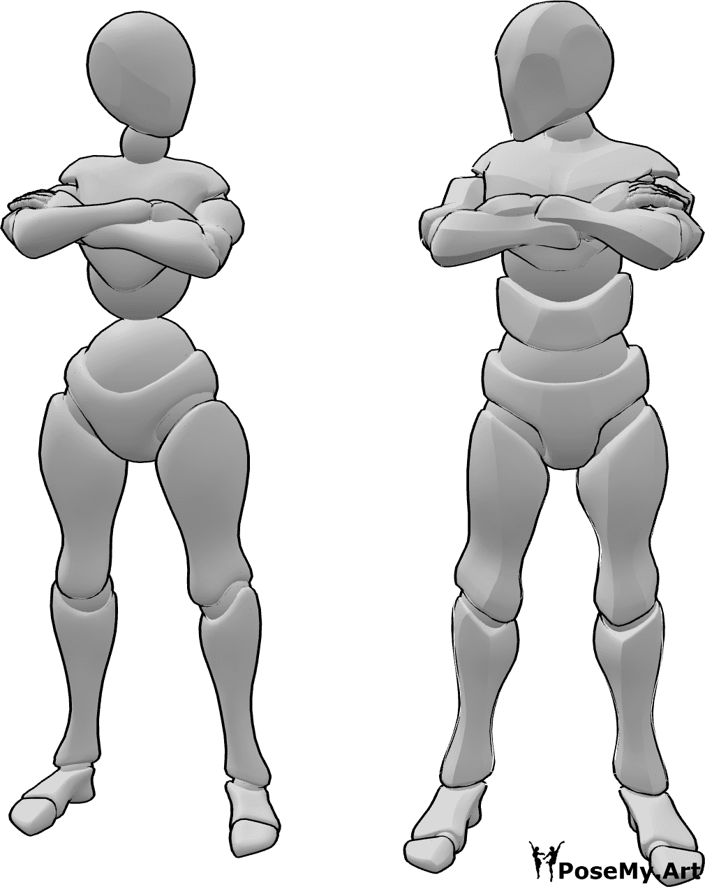 Referencia de poses- Postura de enfado con los brazos cruzados - Mujer y hombre enfadados con los brazos cruzados posan
