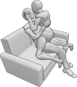Pose Reference - woman sitting on man - woman sitting on man