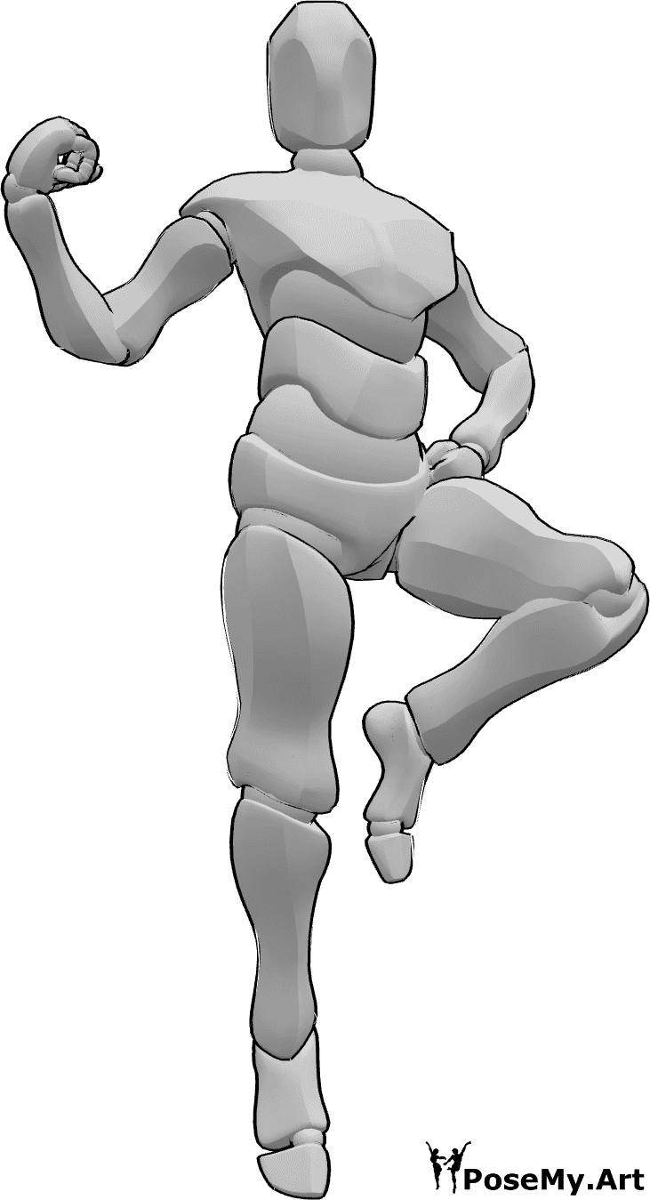 Posen-Referenz- Heldenhafte stolze Pose - Heroisches Männchen steht stolz in der Luft schwebend in Pose