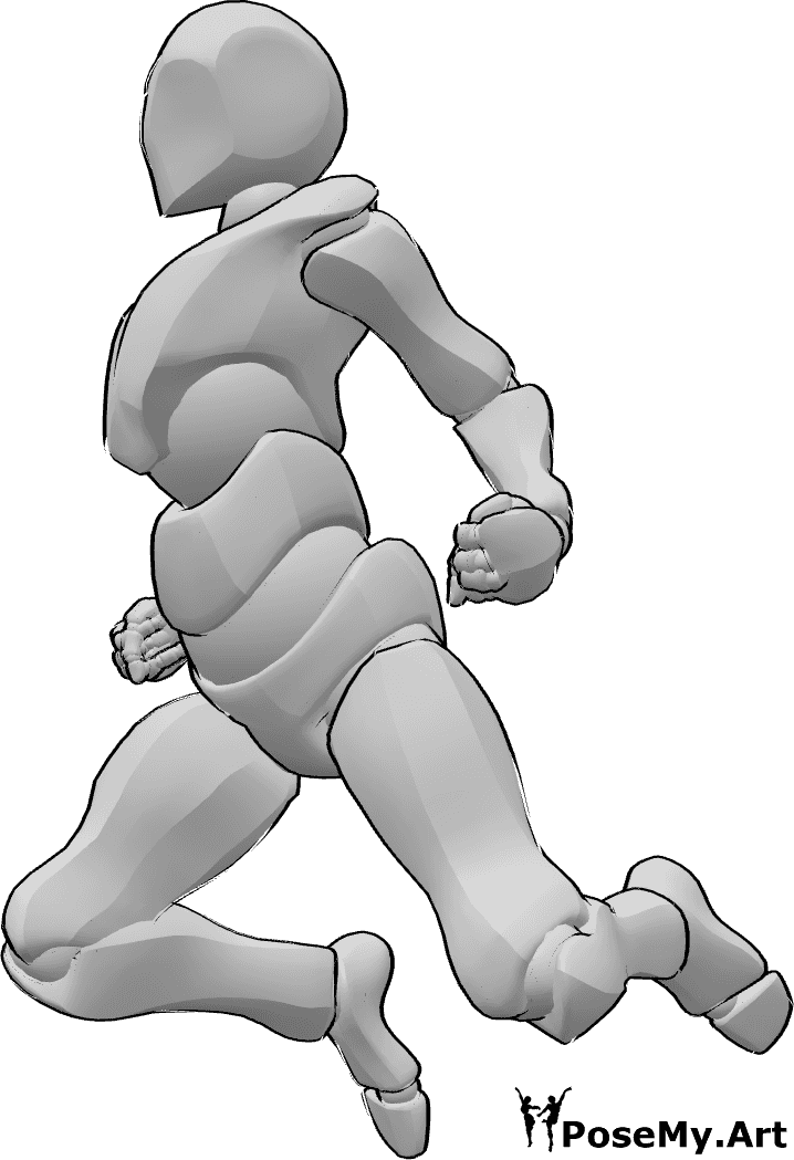 Riferimento alle pose- Posa maschile di salto d'azione - Posa maschile d'azione con salto in aria