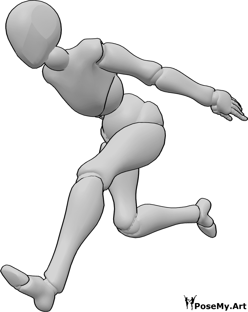 Referencia de poses- Mujer ninja corriendo pose - Ninja femenina corriendo, ninja femenina pose dinámica corriendo